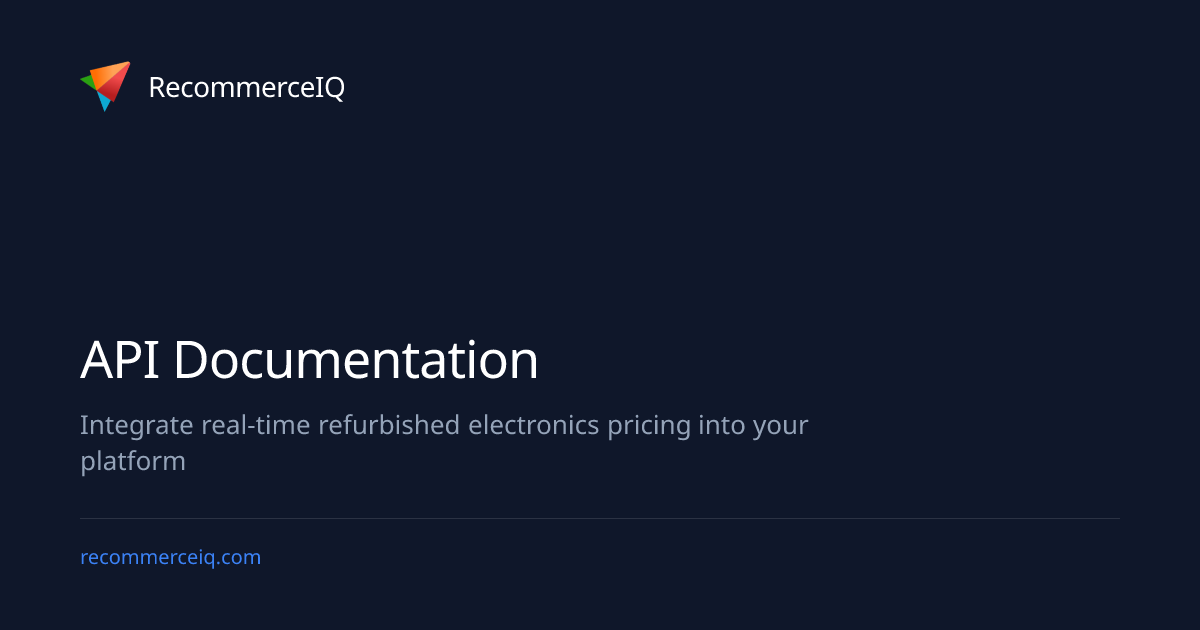 API Documentation | RecommerceIQ